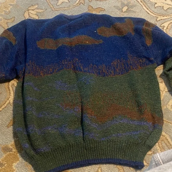 Vintage duck scene Men's Blue and Green Sweater Collectif XL $80 - Picture 5 of 7
